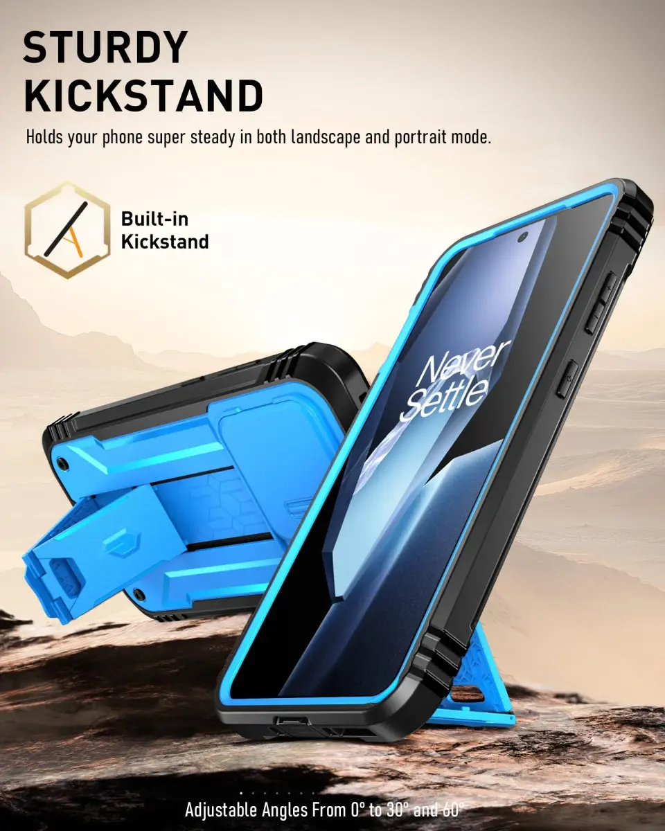 Poetic Revolution Case for OnePlus 13R 5G with Slide Camera Cover, Built-in Screen Protector & Kickstand, Light Blue - view 4