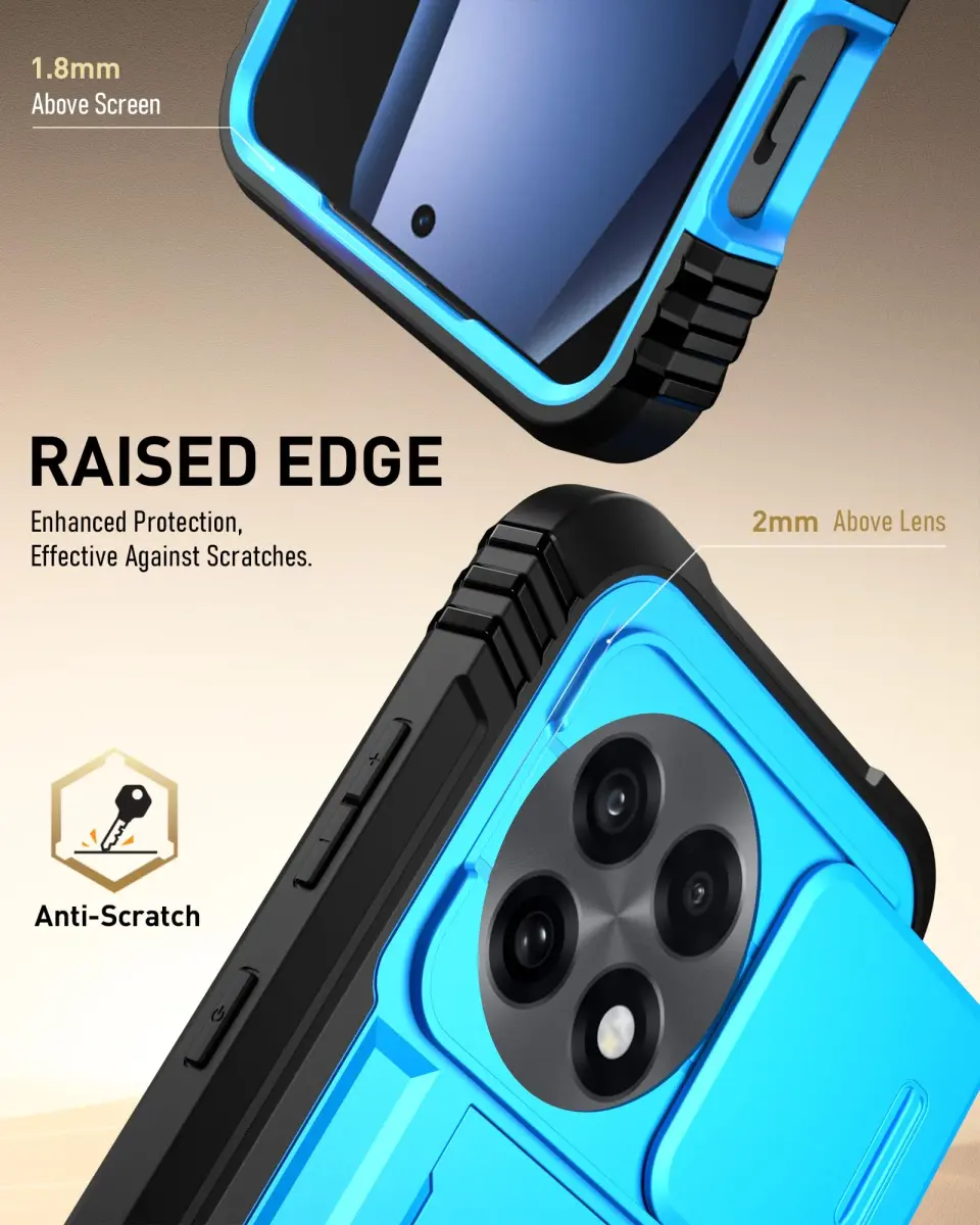 Poetic Revolution Case for OnePlus 13R 5G with Slide Camera Cover, Built-in Screen Protector & Kickstand, Light Blue - view 7