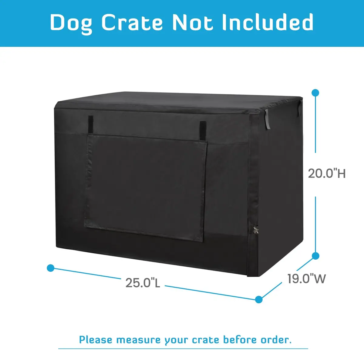 HONEST OUTFITTERS Dog Crate Cover, 55L x 38W x 45H, Black, Heavy-Duty Oxford Fabric, Double Door, Pockets, Mesh Window, Fits 54-Inch Wire Crate - view 2