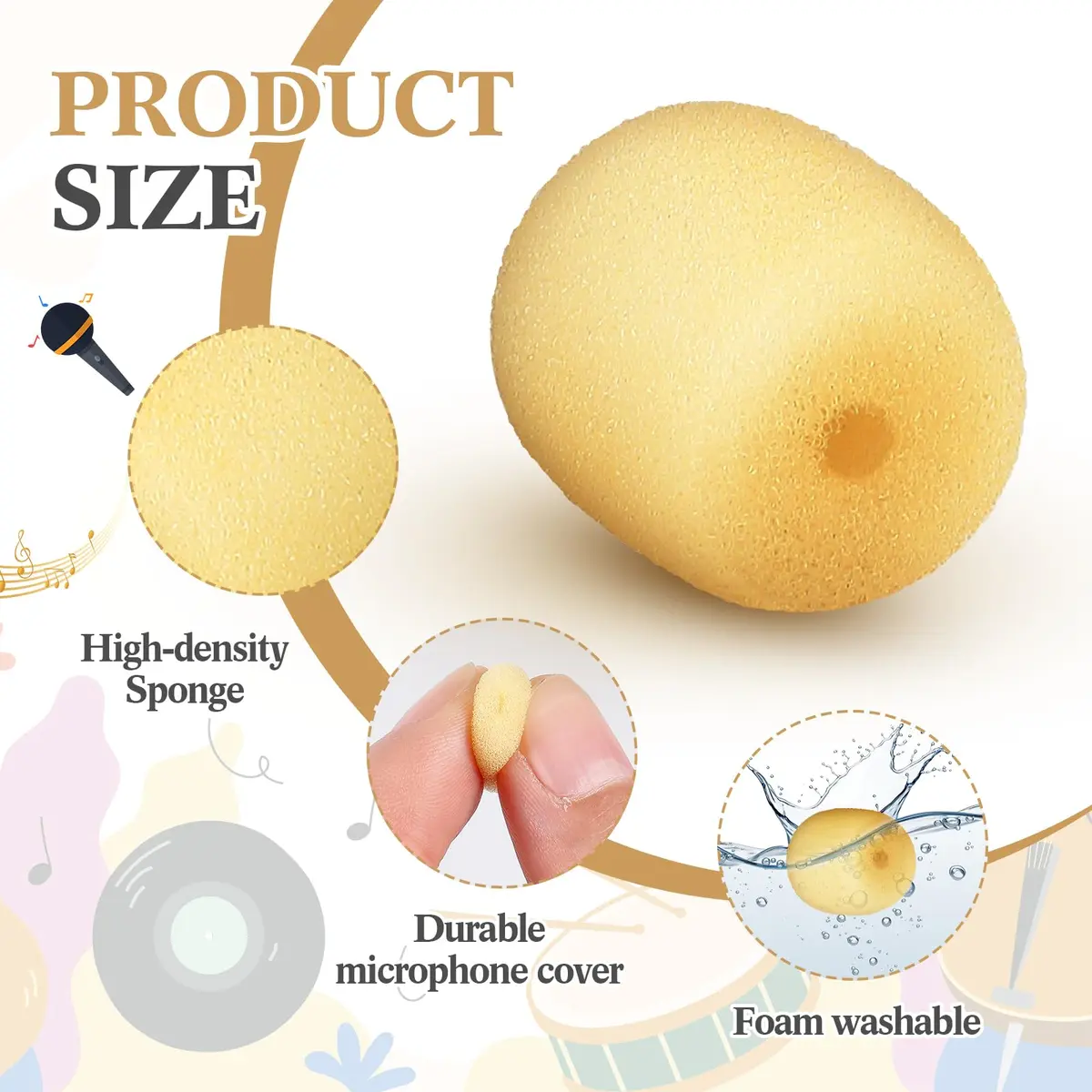 Innconee Mini Mic Foam Windscreen Covers 20 Pcs Skin Color | Noise Reduction for Headset Microphones - view 4