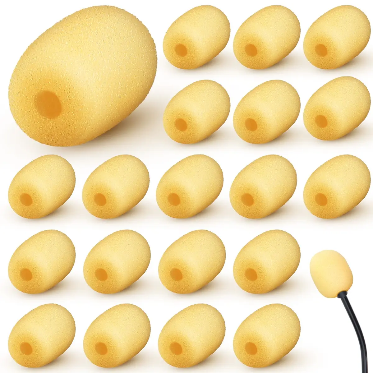 Innconee Mini Mic Foam Windscreen Covers 20 Pcs Skin Color | Noise Reduction for Headset Microphones - main product image