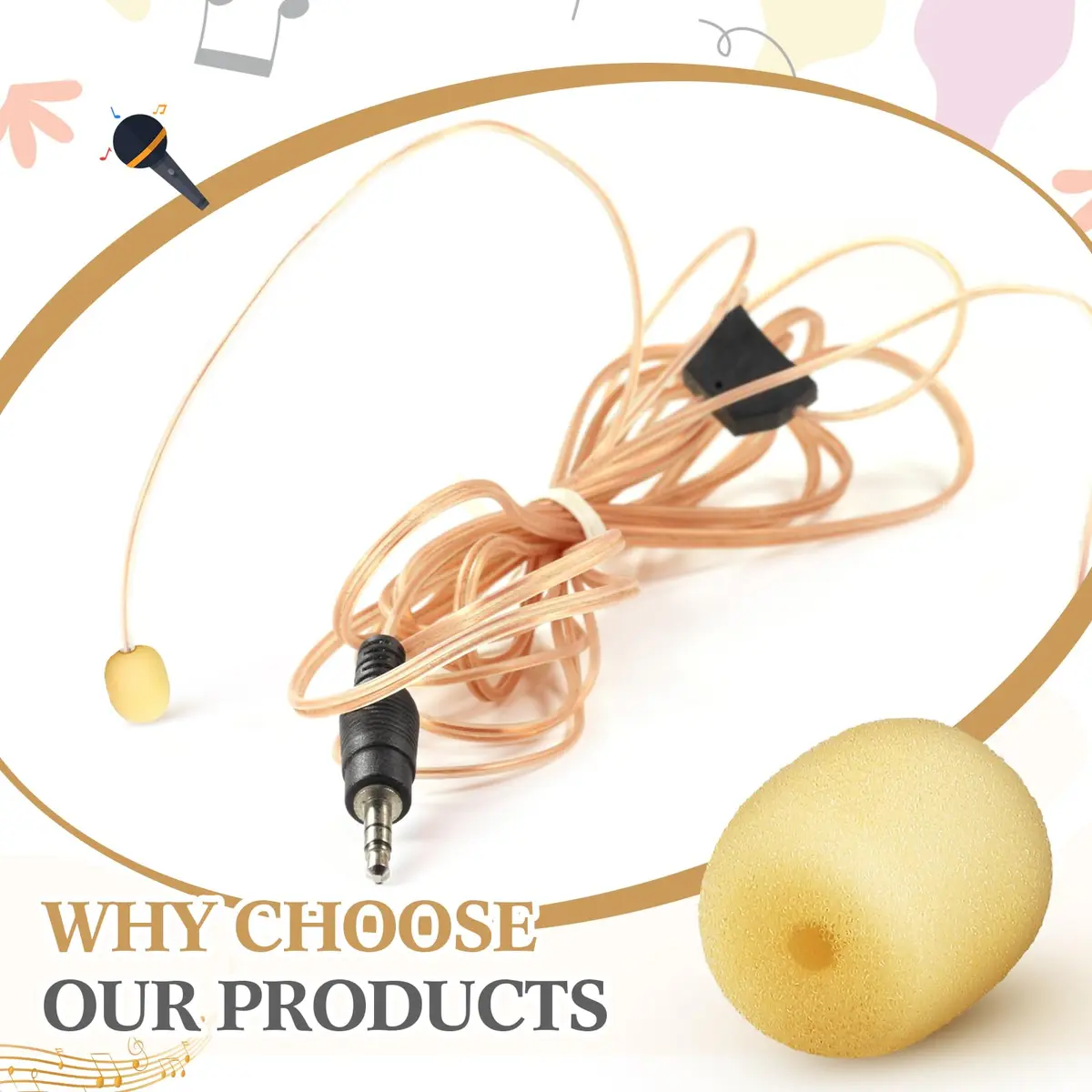 Innconee Mini Mic Foam Windscreen Covers 20 Pcs Skin Color | Noise Reduction for Headset Microphones - view 7