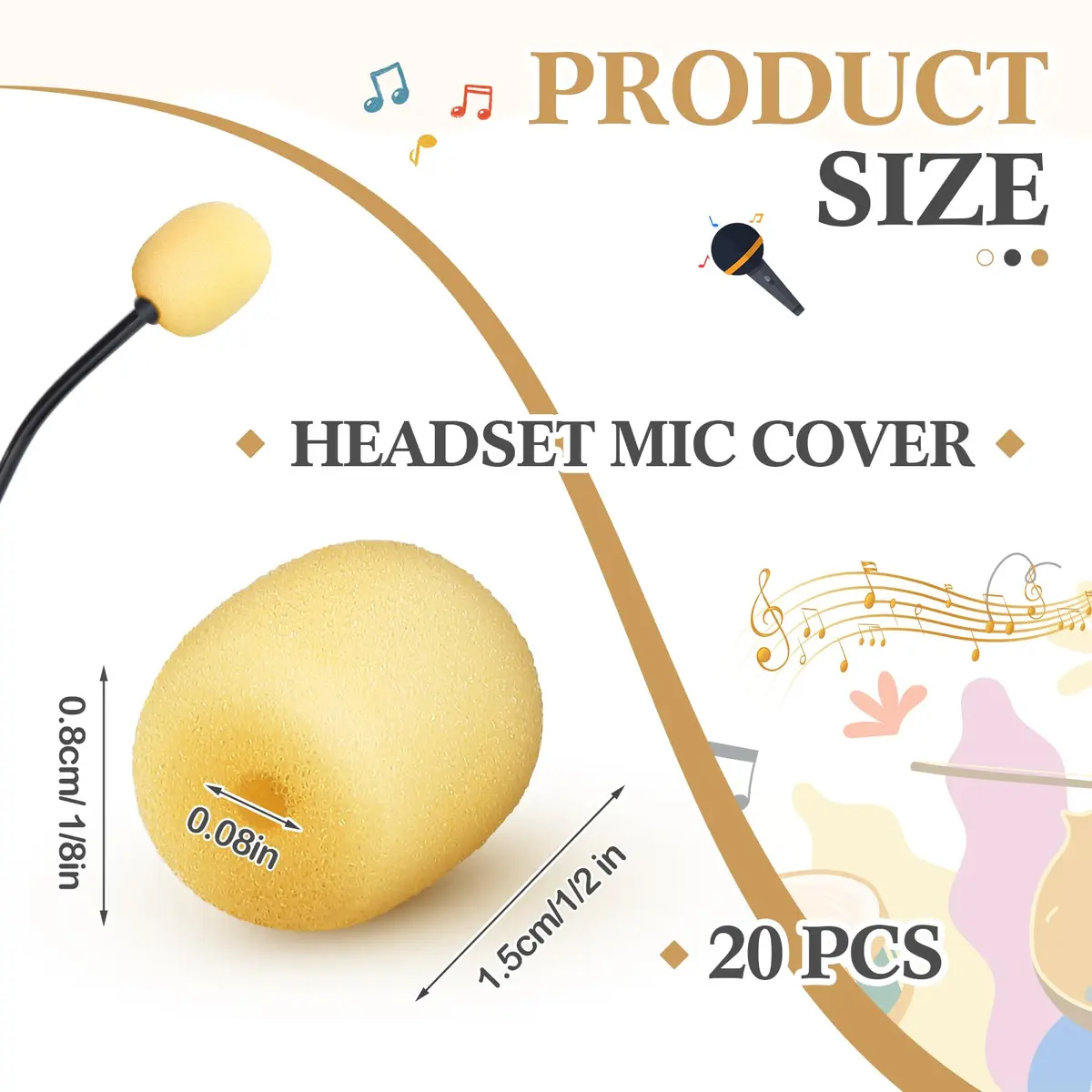 Innconee Mini Mic Foam Windscreen Covers 20 Pcs Skin Color | Noise Reduction for Headset Microphones - view 2