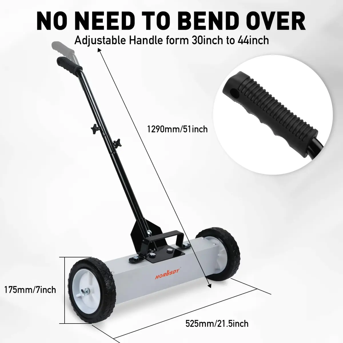 HORUSDY 18-Inch Rolling Magnetic Sweeper with Wheels, 45LBS Pickup Power | Workshop, Garage, Yard Cleanup - view 3