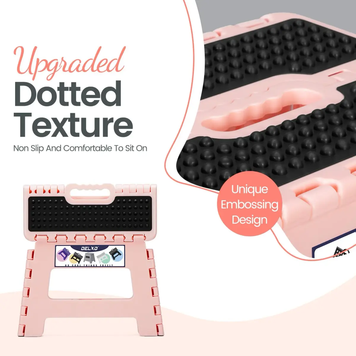 Delxo 9 Inch Folding Step Stool for Kids & Adults | 22.8 cm Height, 136 kg Capacity - view 7