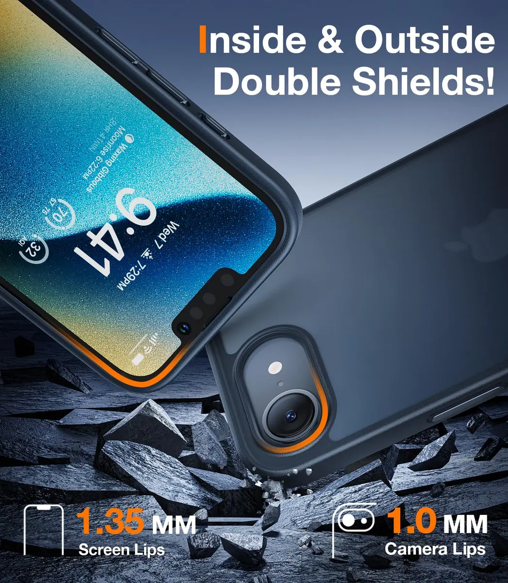 TORRAS Shockproof Case for iPhone 17e & 16e, 12FT Drop Protection, Slim Translucent Black | Heavy Duty Protection - view 3
