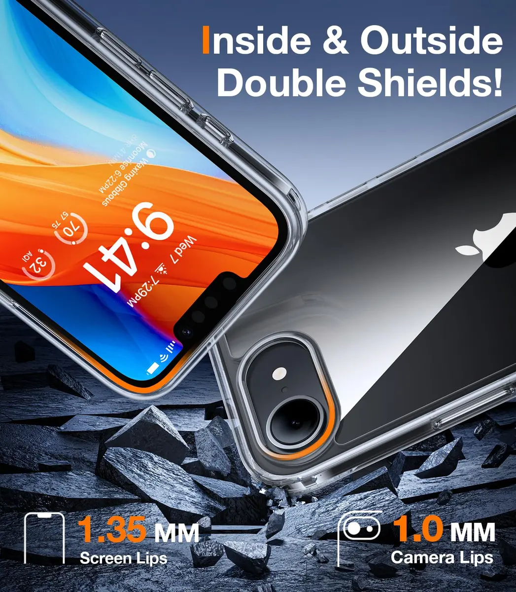 TORRAS Guardian Diamond Clear Case for iPhone 16e 6.1" | Military-Grade Drop Protection, Non-Yellowing - view 6