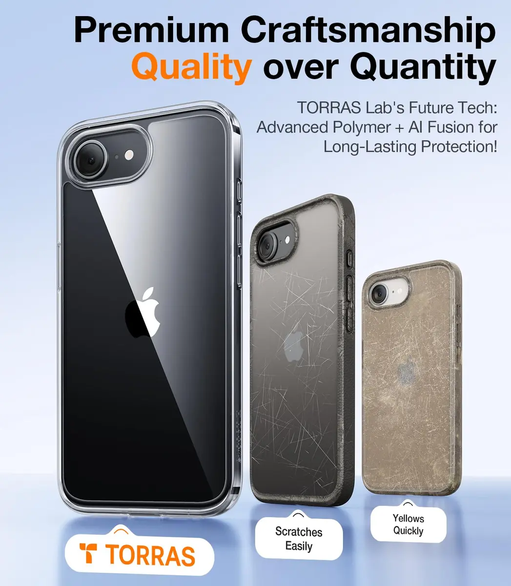 TORRAS Guardian Diamond Clear Case for iPhone 16e 6.1" | Military-Grade Drop Protection, Non-Yellowing - view 7