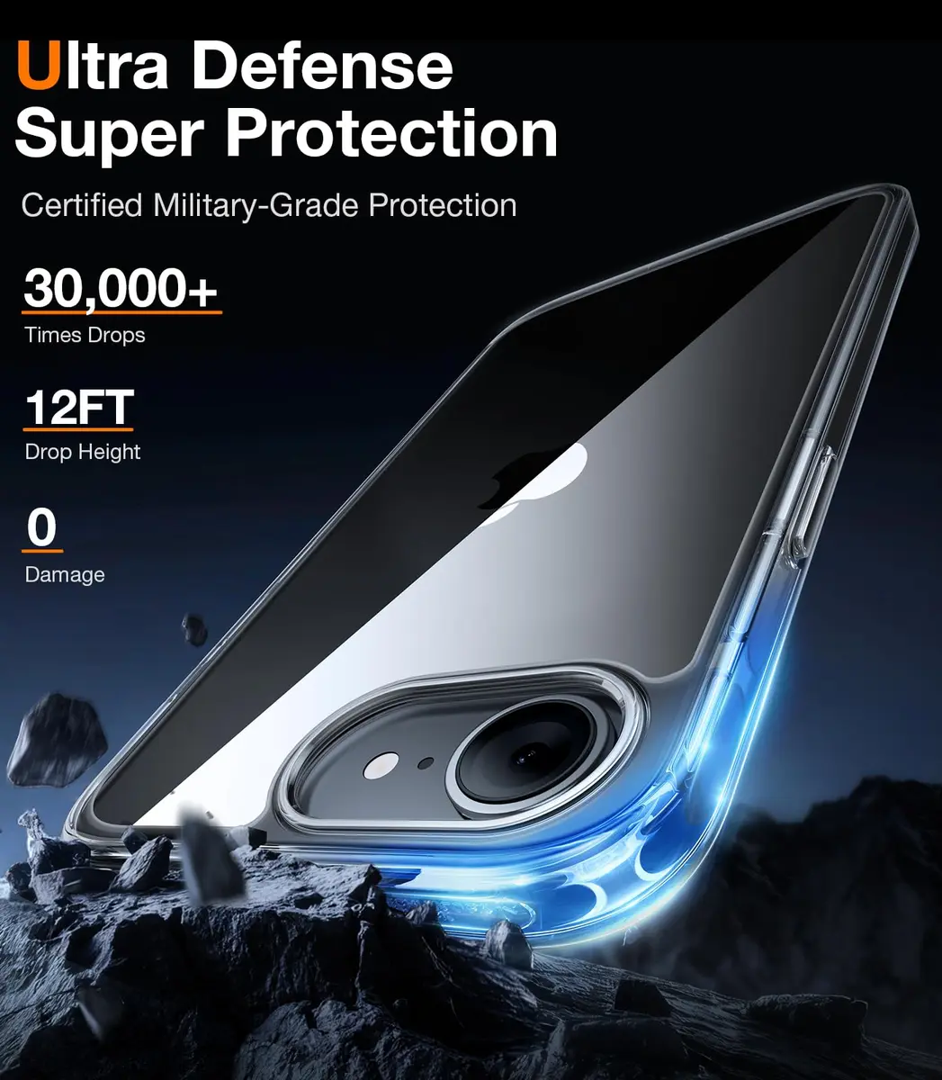 TORRAS Guardian Diamond Clear Case for iPhone 16e 6.1" | Military-Grade Drop Protection, Non-Yellowing - view 2