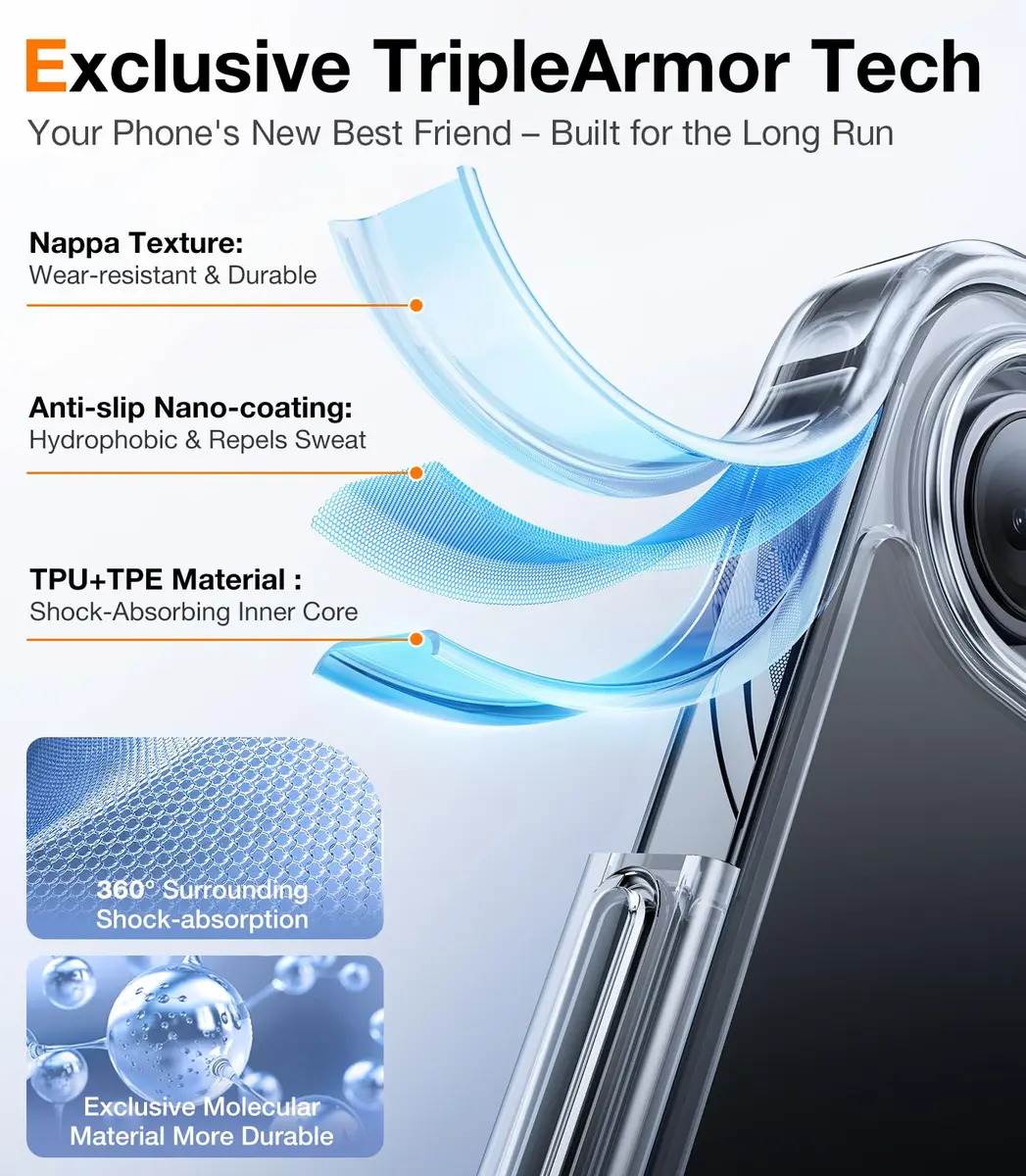 TORRAS Guardian Diamond Clear Case for iPhone 16e 6.1" | Military-Grade Drop Protection, Non-Yellowing - view 3