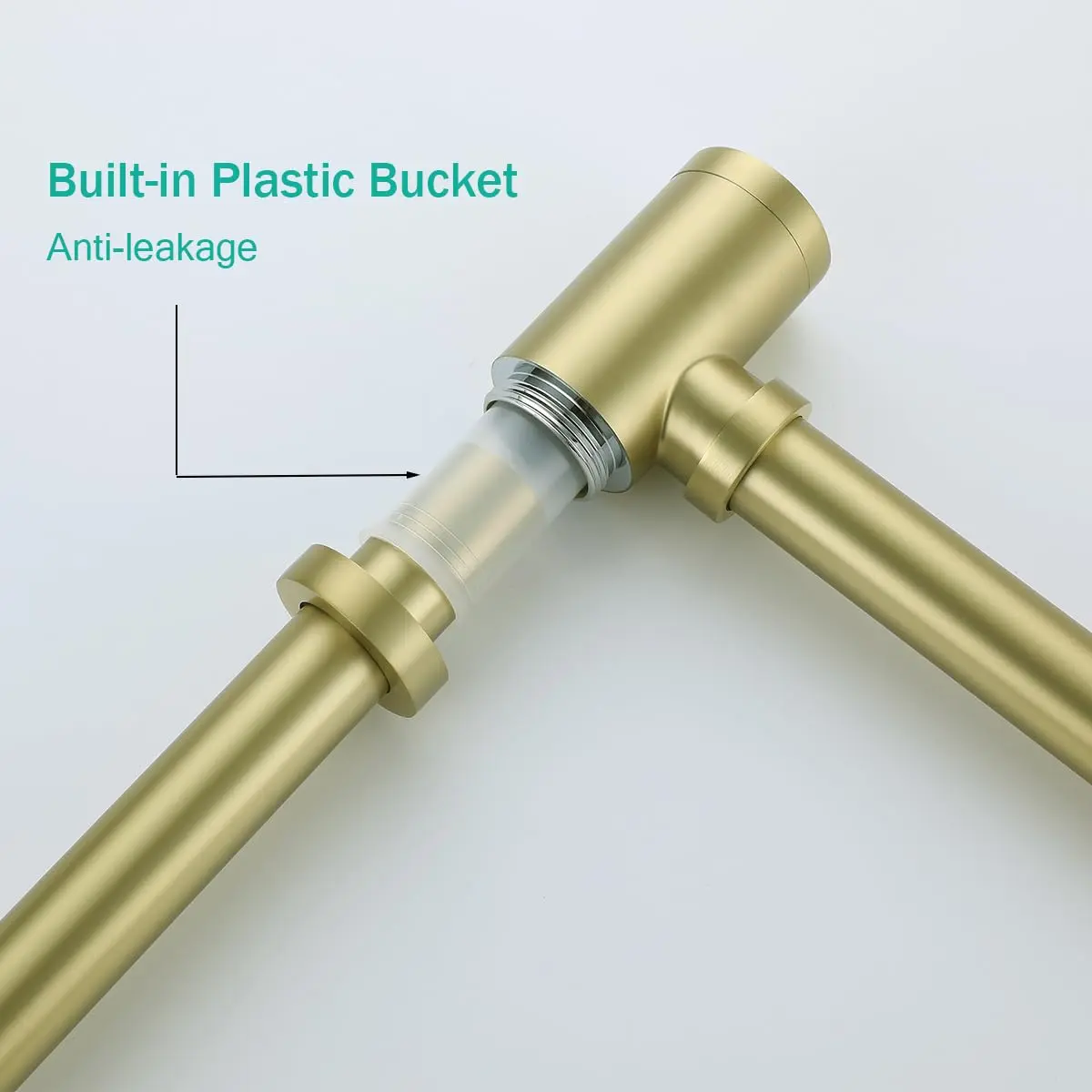 SEABEFORE Brass Round Bottle P-Trap with Pop Up Drain Stopper 1 1/4 | Adjustable, Brushed Gold, No Overflow - view 8