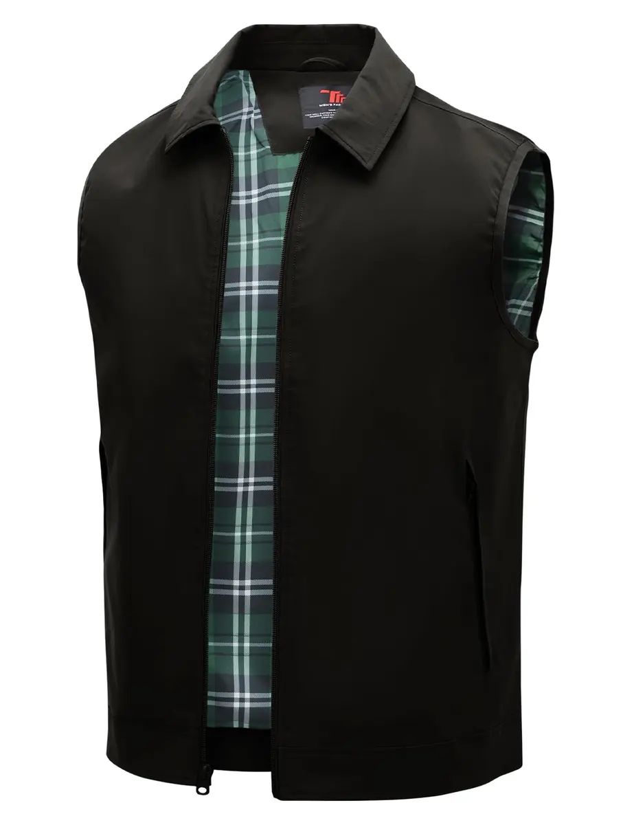 TBMPOY Men's Vest Casual Lightweight Thin Utility 3 Zip Pockets Stylish Sleeveless Jackets Summer Fall Golf Travel Business Outerwear Black S - main product image