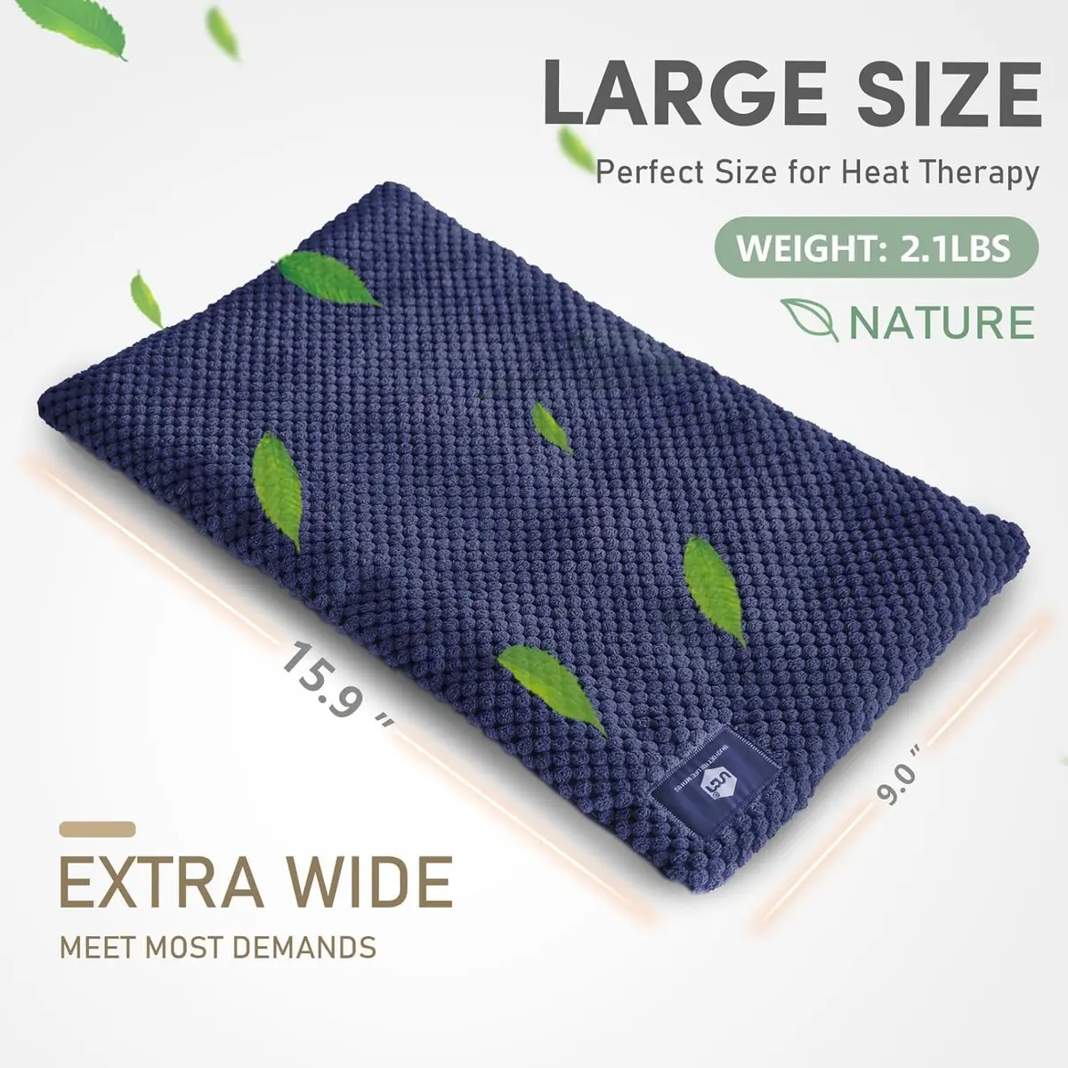uncn Wide Microwave Heating Pad with Washable Cover 9.5 x 16in Microwavable | Soothing Warmth for Muscles & Cramps - view 6