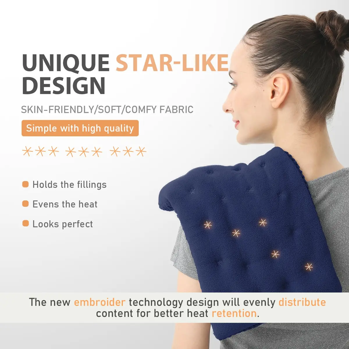 uncn Wide Microwave Heating Pad with Washable Cover 9.5 x 16in Microwavable | Soothing Warmth for Muscles & Cramps - view 3
