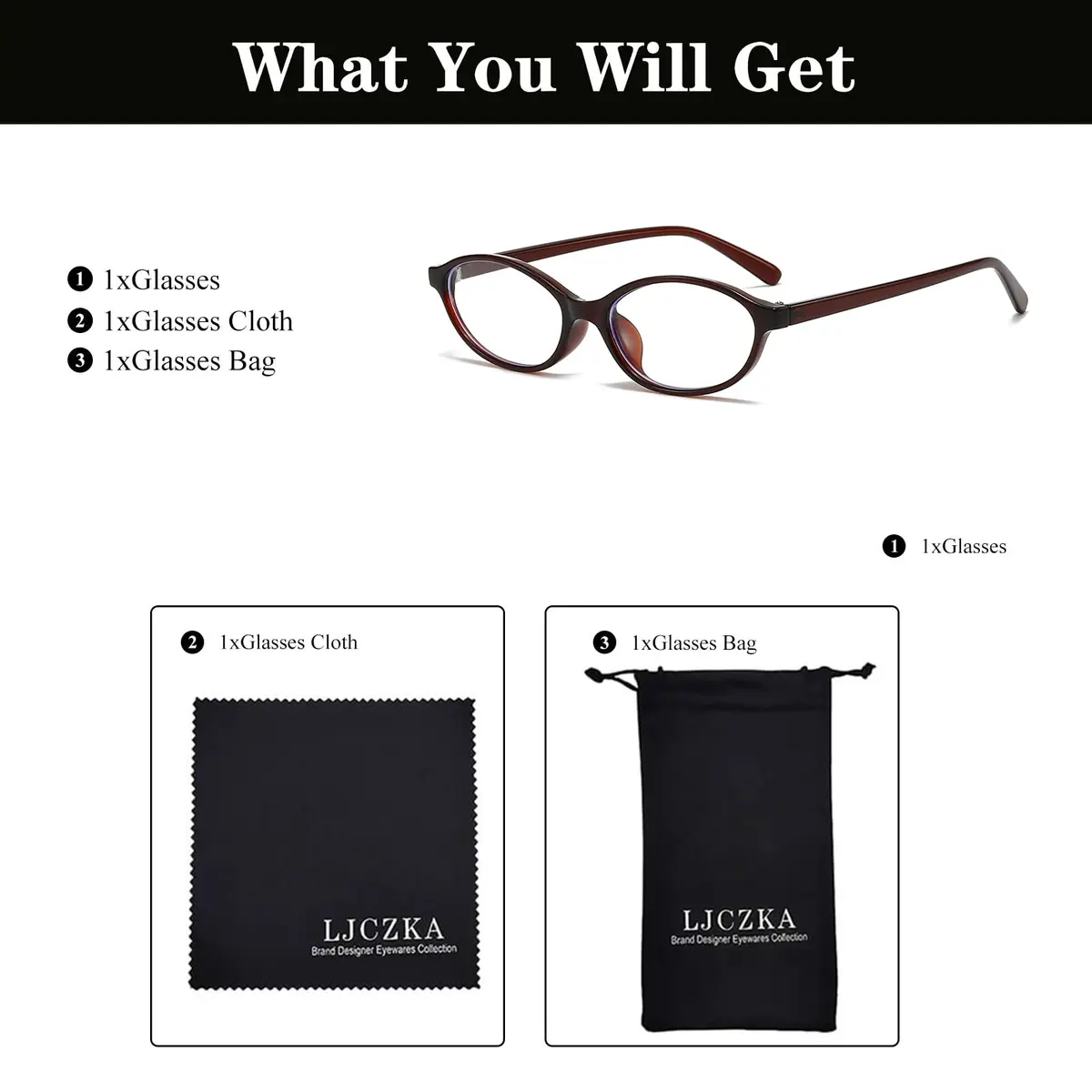 LJCZKA Oval Blue Light Blocking Glasses for Women Men | Retro Small Oval Frame, UV400 Protection, Clear Lens (Dark Brown) - view 5