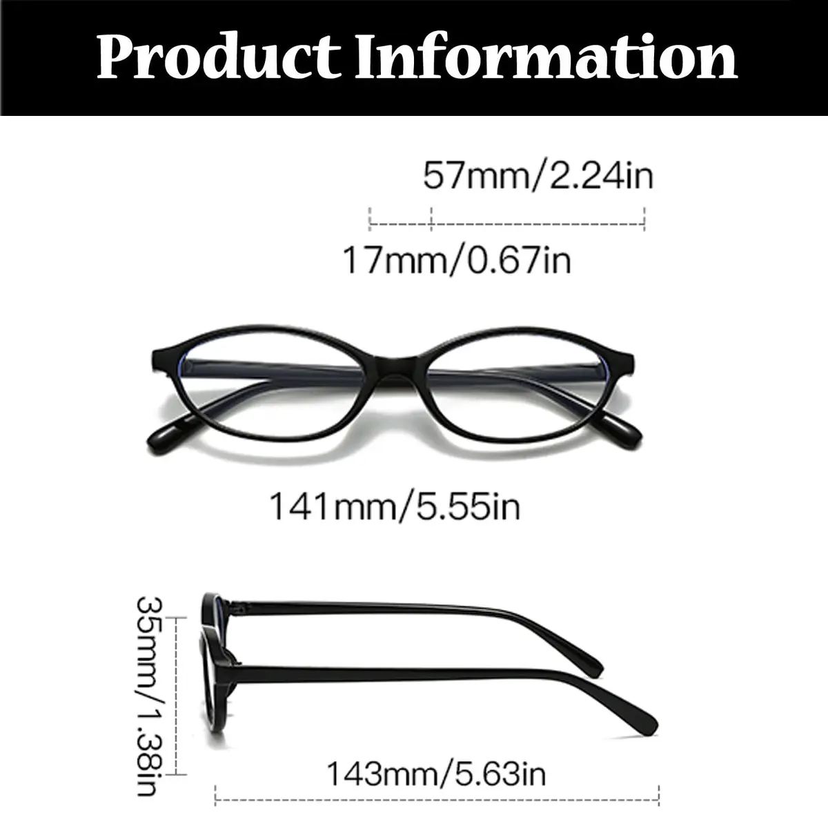 LJCZKA Oval Blue Light Blocking Glasses for Women Men | Retro Small Oval Frame, UV400 Protection, Clear Lens (Dark Brown) - view 3