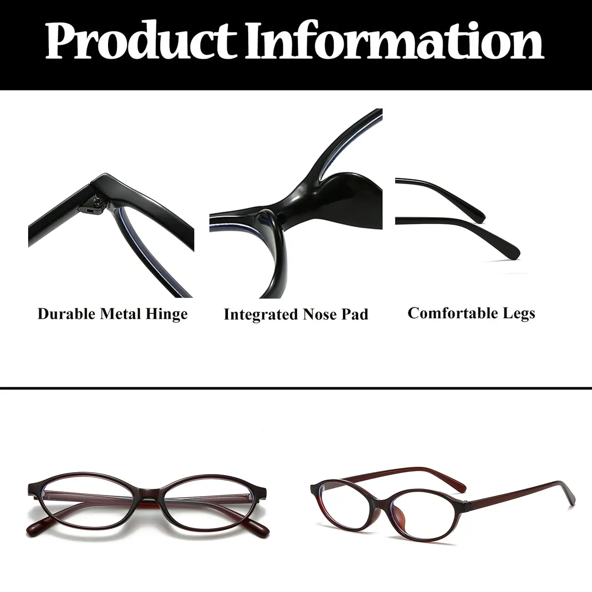 LJCZKA Oval Blue Light Blocking Glasses for Women Men | Retro Small Oval Frame, UV400 Protection, Clear Lens (Dark Brown) - view 4