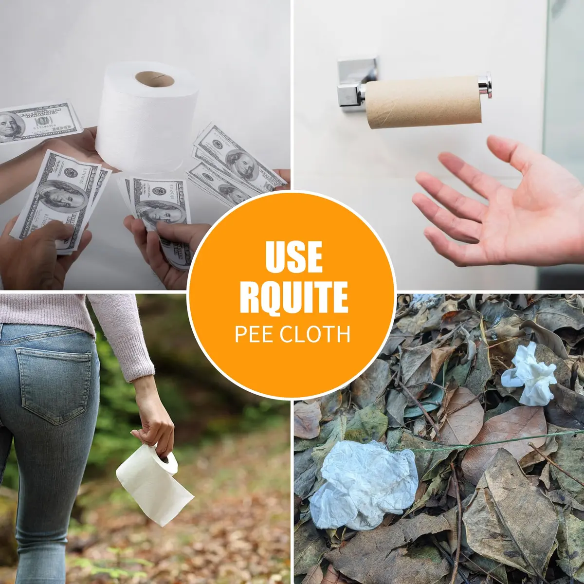 Rquite Reusable Pee Cloth for Women Hiking Essentials, Soft Absorbent Pee Rag 2-Pack (Sunset) - view 7