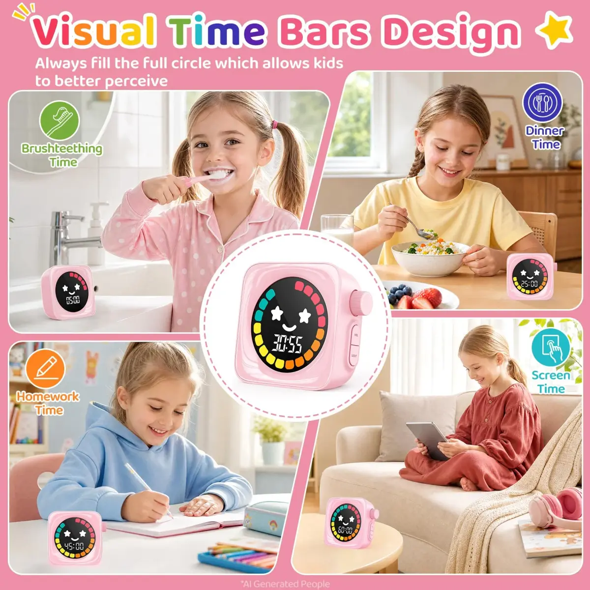 HAUKINIX Visual Countdown Timer for Kids, 99 Min Digital Classroom Timer with Colorful Display | ADHD Autism Study Time Management Tool - view 5