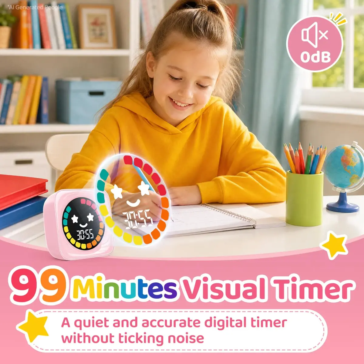 HAUKINIX Visual Countdown Timer for Kids, 99 Min Digital Classroom Timer with Colorful Display | ADHD Autism Study Time Management Tool - view 3