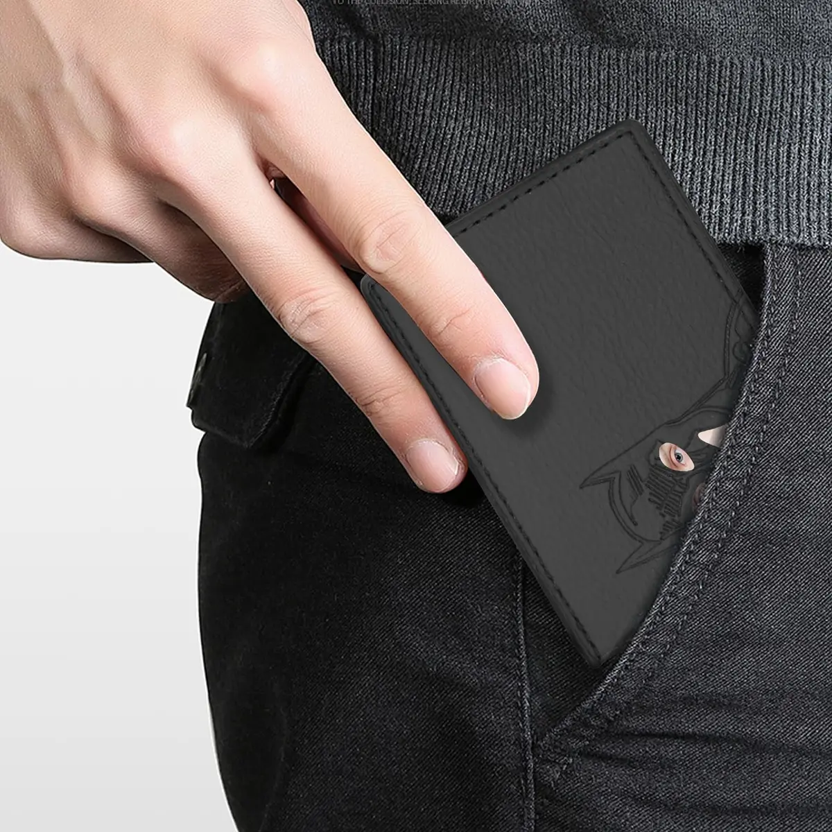 Harrier Baby Minimalist ID Holder Black Leather-Style Card Sleeve with Dual ID Window Design | Slim Front Pocket ID Wallet Unisex - view 5