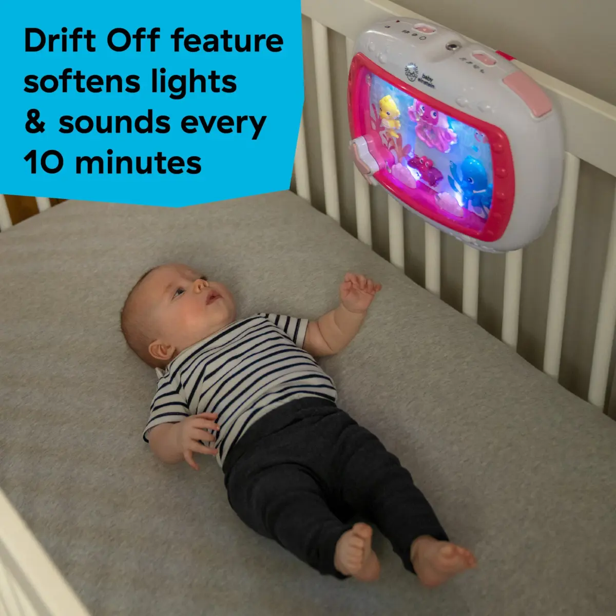 Baby Einstein Sea Dreams Soother Musical Crib Toy and Sound Machine, Pink, 25+ Min Melodies | Ages 0 Months+ - view 6