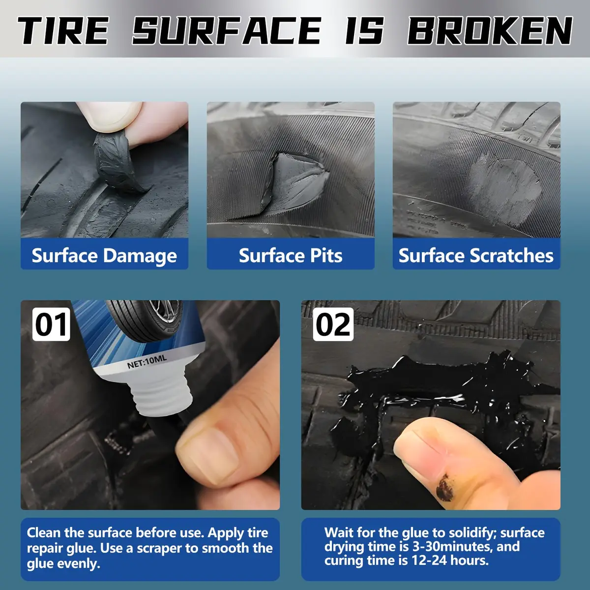 Vigorder Tire Repair Glue 20ML | Rubber Cement for Car & Bike Sidewall Fixes - view 4