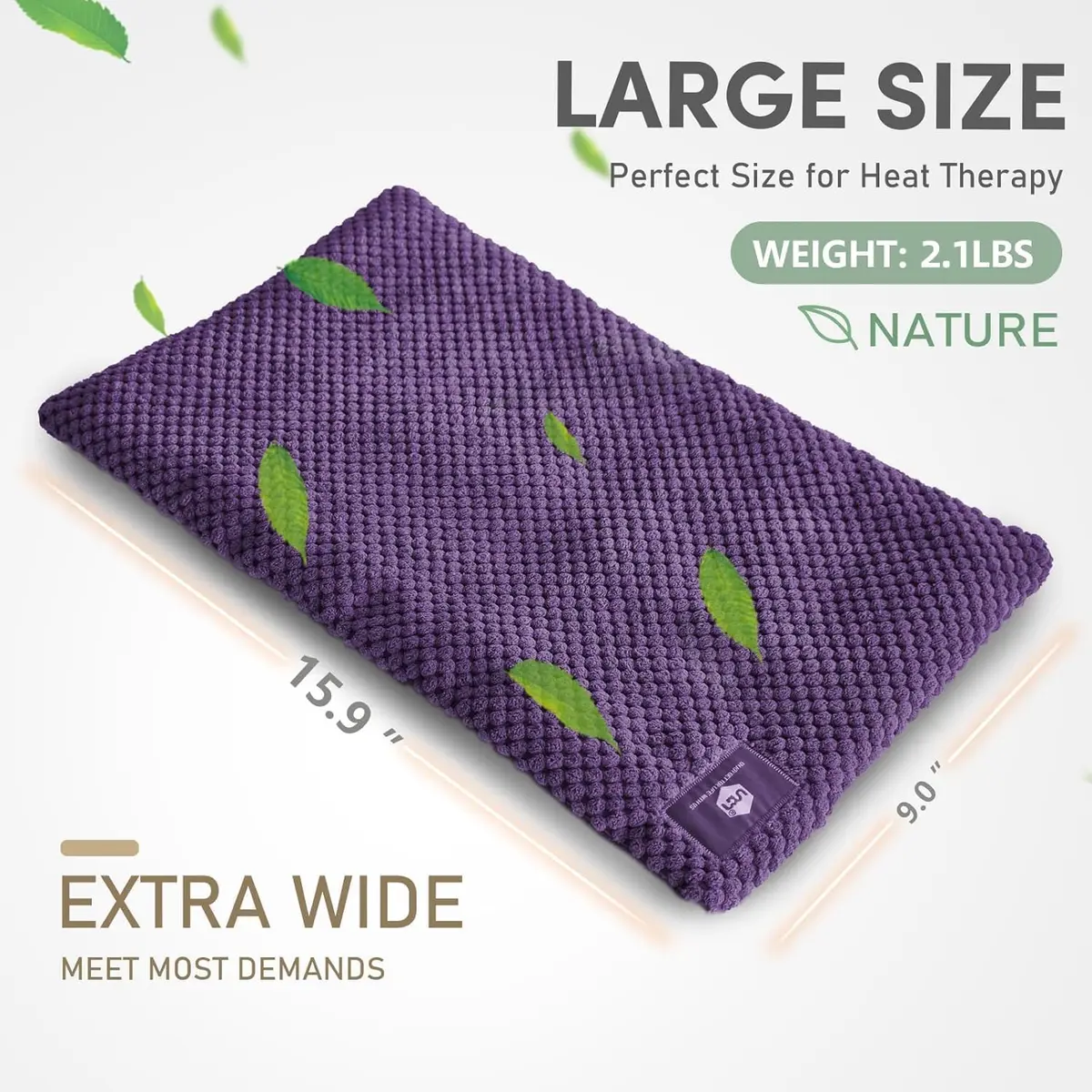 uncn Wide Microwave Heating Pad 9.5 x 16in | Soothing, Washable Cover, Cordless - view 7