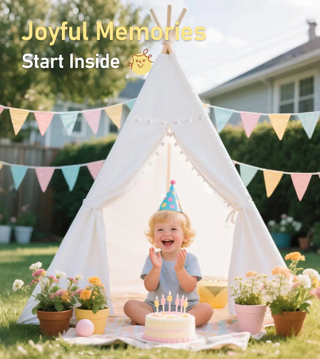 little dove Kids Teepee Tent with Star Lights, Mat & Carry Bag | Magical Indoor & Outdoor Play Space for Kids 3+ - view 7