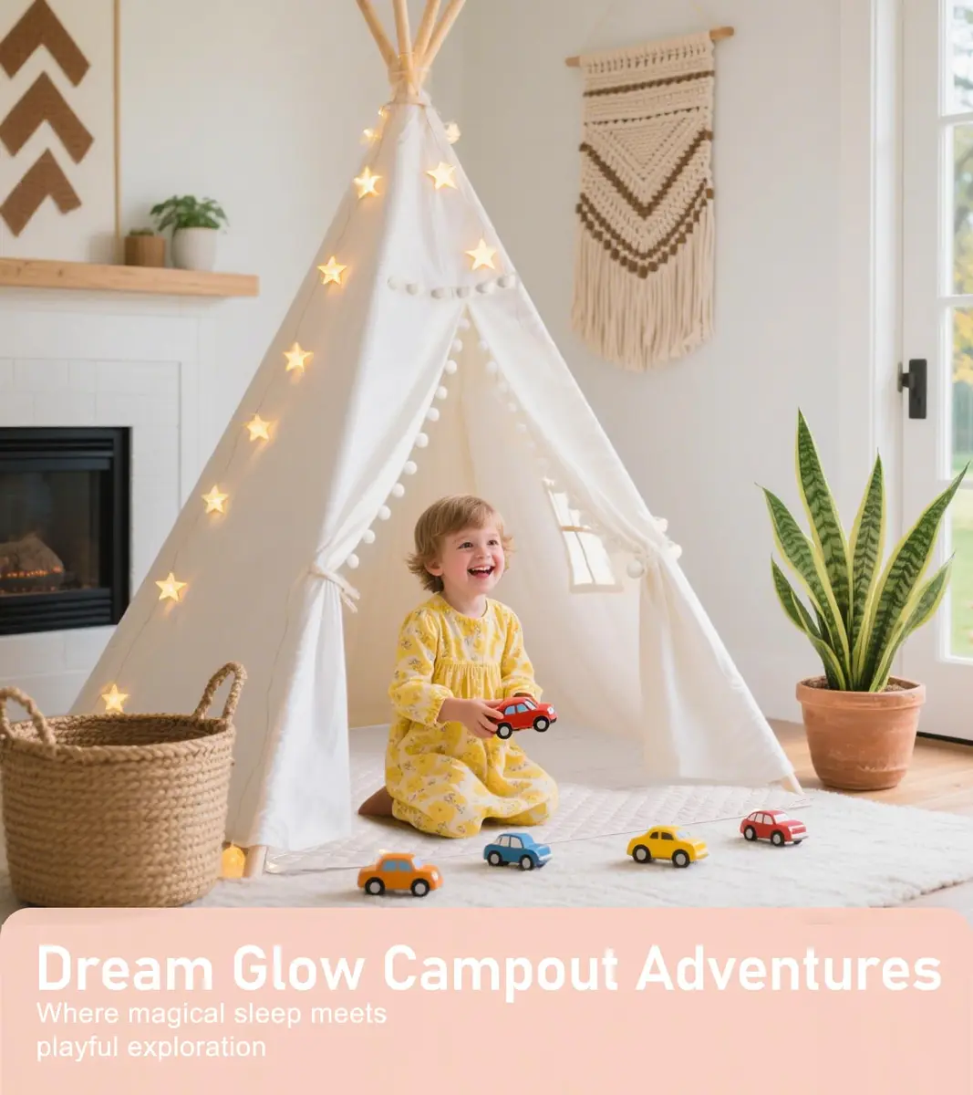 little dove Kids Teepee Tent with Star Lights, Mat & Carry Bag | Magical Indoor & Outdoor Play Space for Kids 3+ - view 2
