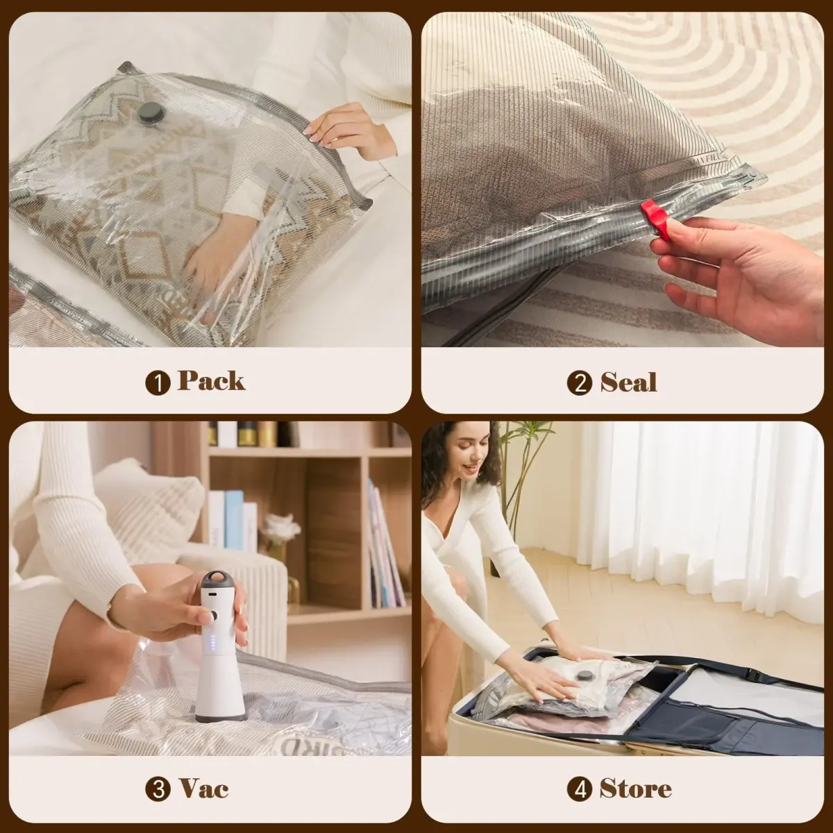 Vacbird Travel Vacuum Bags with Rechargeable Pump & 15 Bags | 15 Combo Travel Size - view 6