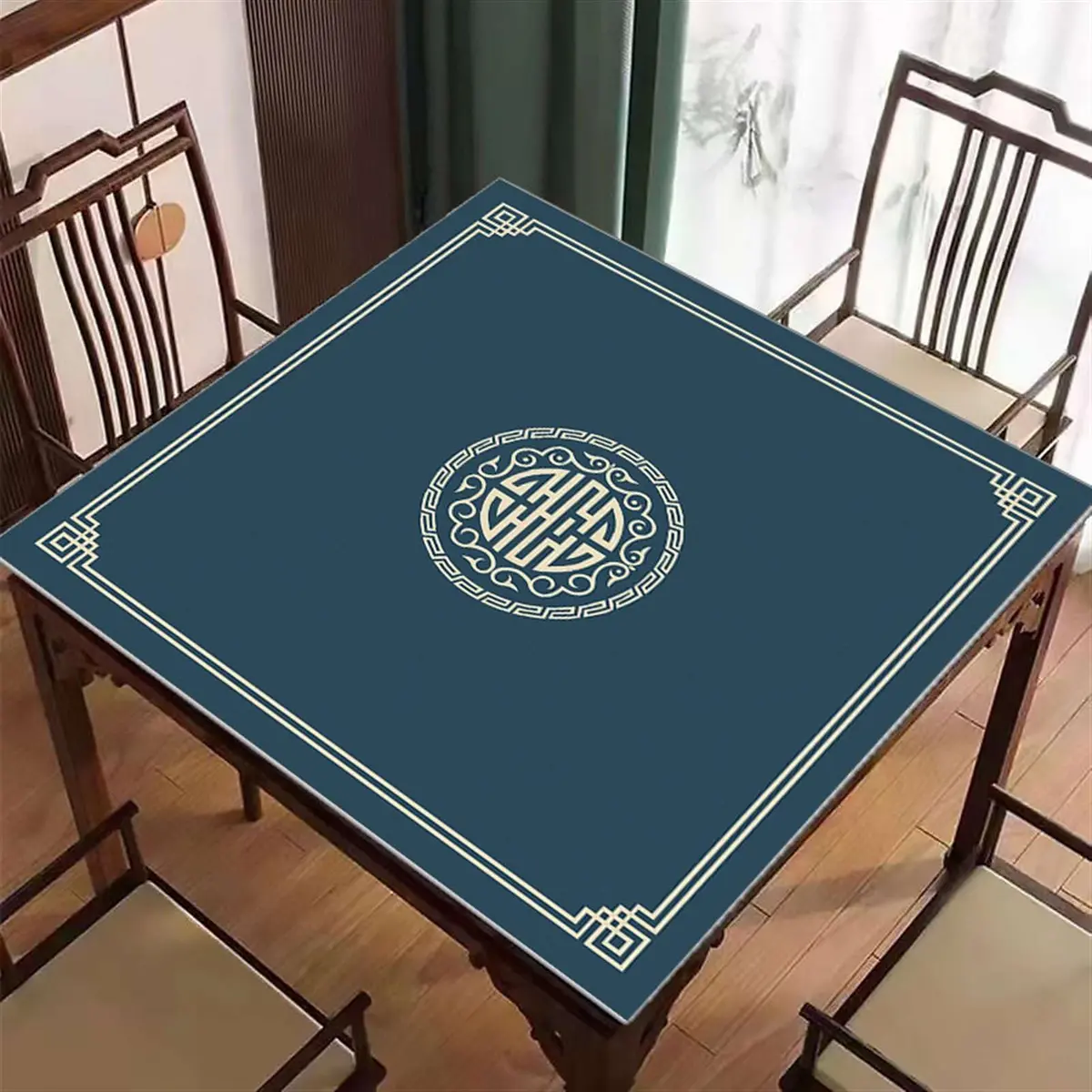 Icegrey Mahjong Table Cover 48" X 48" Style 10 | Anti-Slip & Noise-Reducing Game Mat - main product image