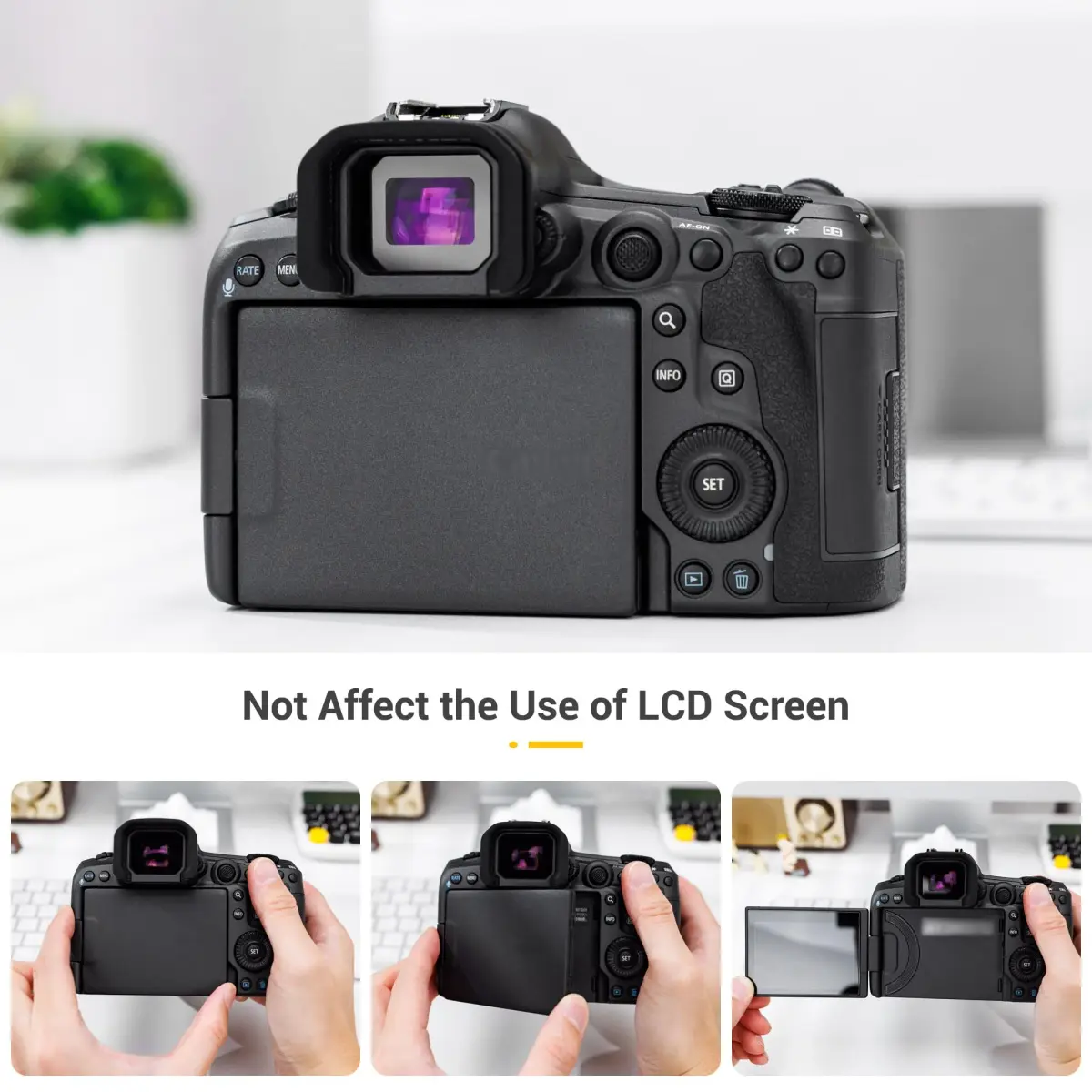 JJC R5 Mark II Eyecup for Canon EOS R5 Mark II Camera | Soft Silicone Viewfinder Protector - view 4