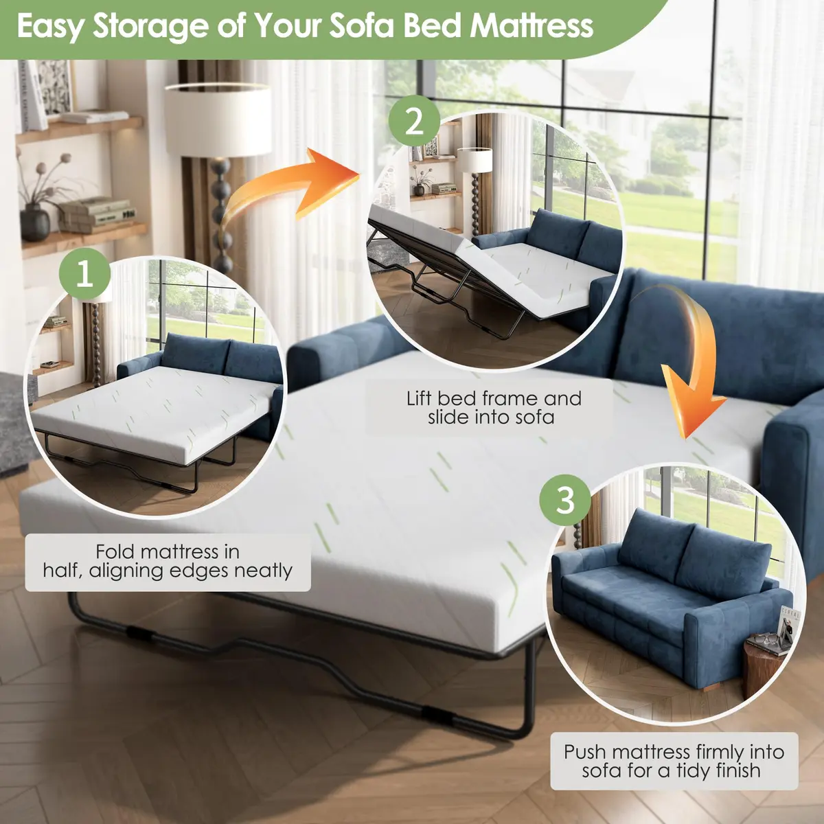 Wellynap 4 Inch Gel Memory Foam Sofa Mattress Full Size 72 x 53 Inches | Supportive & Breathable - view 4