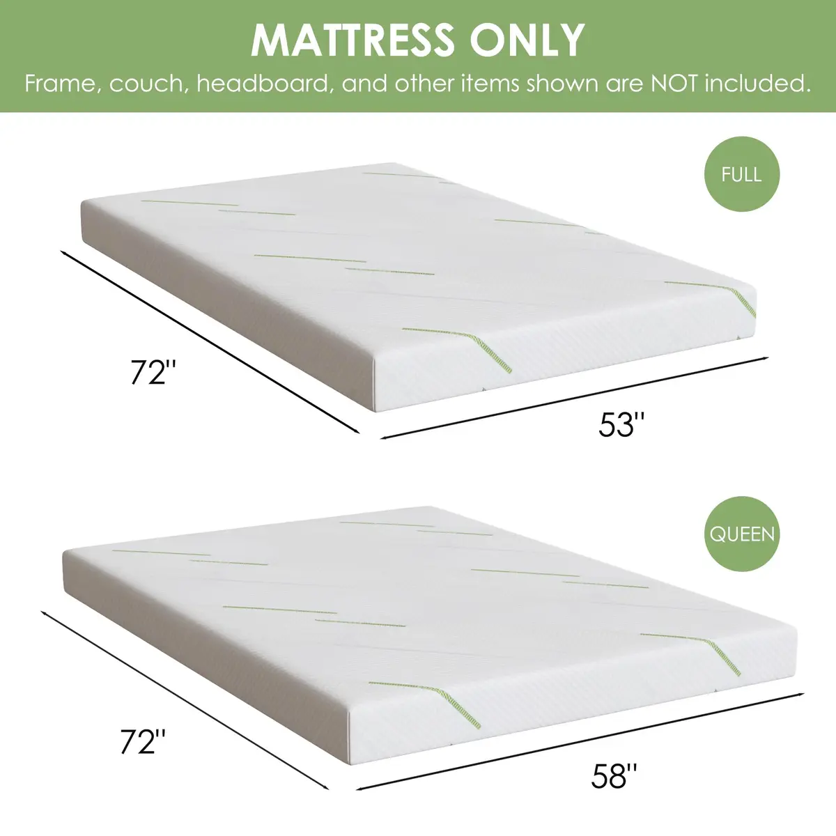Wellynap 4 Inch Gel Memory Foam Sofa Mattress Full Size 72 x 53 Inches | Supportive & Breathable - view 2