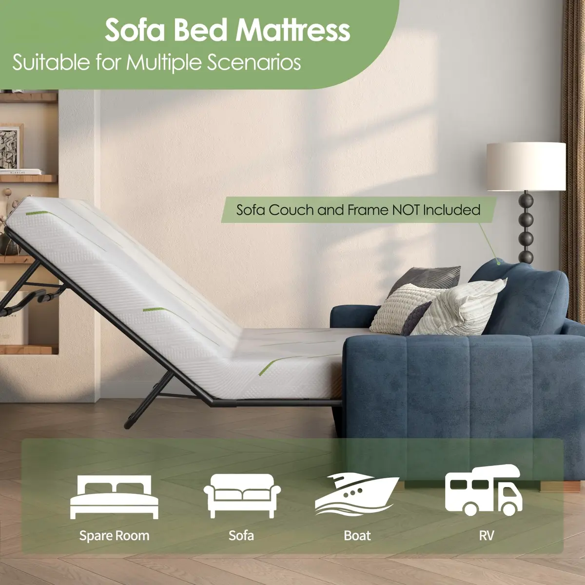 Wellynap 4 Inch Gel Memory Foam Sofa Mattress Queen Size | Support & Comfort for Guest Rooms - view 6