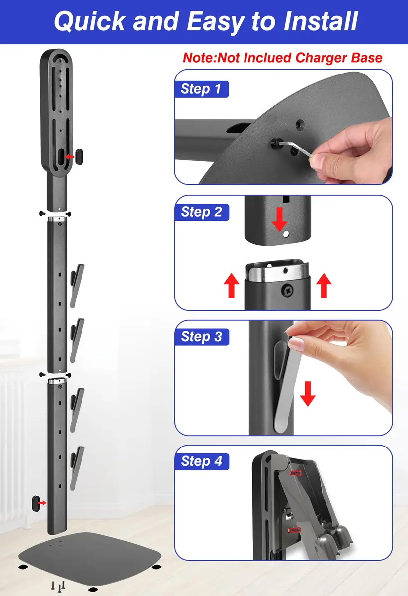 Haturi Metal Vacuum Stand for Dyson Cordless Vacuums | 49.2 inch Height, Dark Gray - view 5