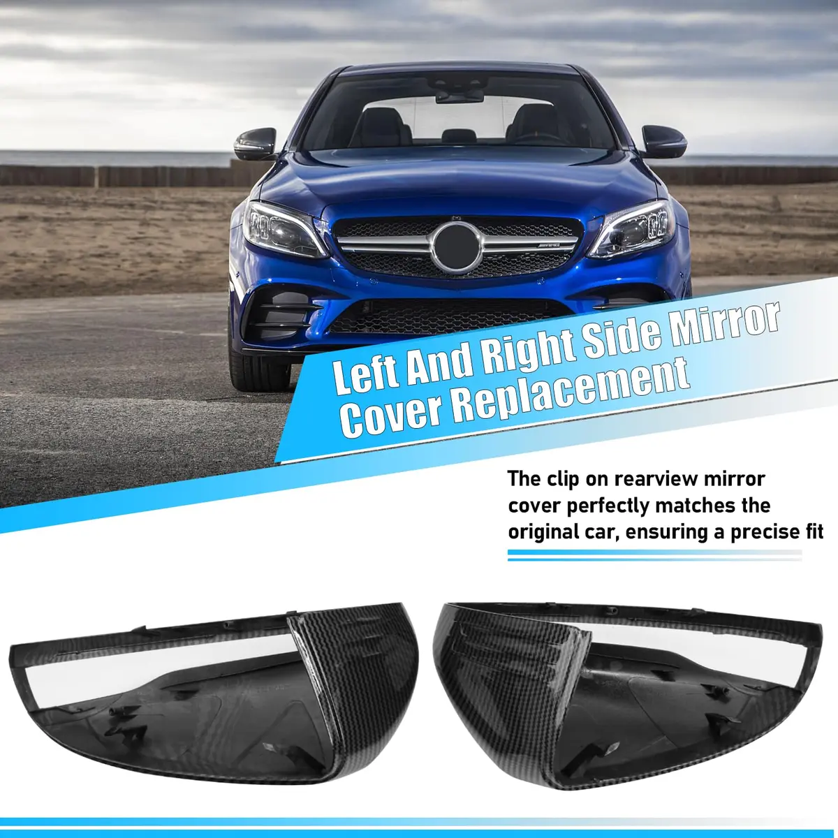 Jaronx Carbon Fiber Pattern Mirror Covers for Mercedes C E S GLC Class (2-Pack) - view 6