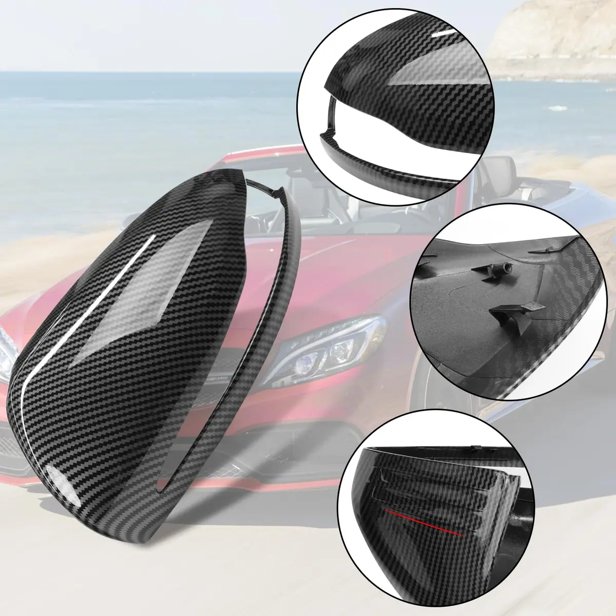 Jaronx Carbon Fiber Pattern Mirror Covers for Mercedes C E S GLC Class (2-Pack) - view 7