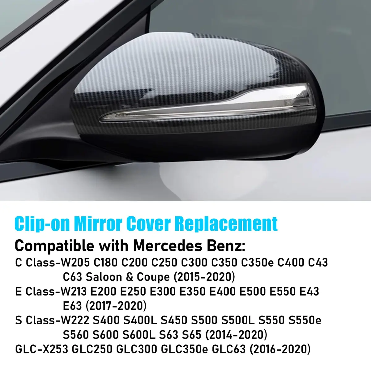 Jaronx Carbon Fiber Pattern Mirror Covers for Mercedes C E S GLC Class (2-Pack) - view 4