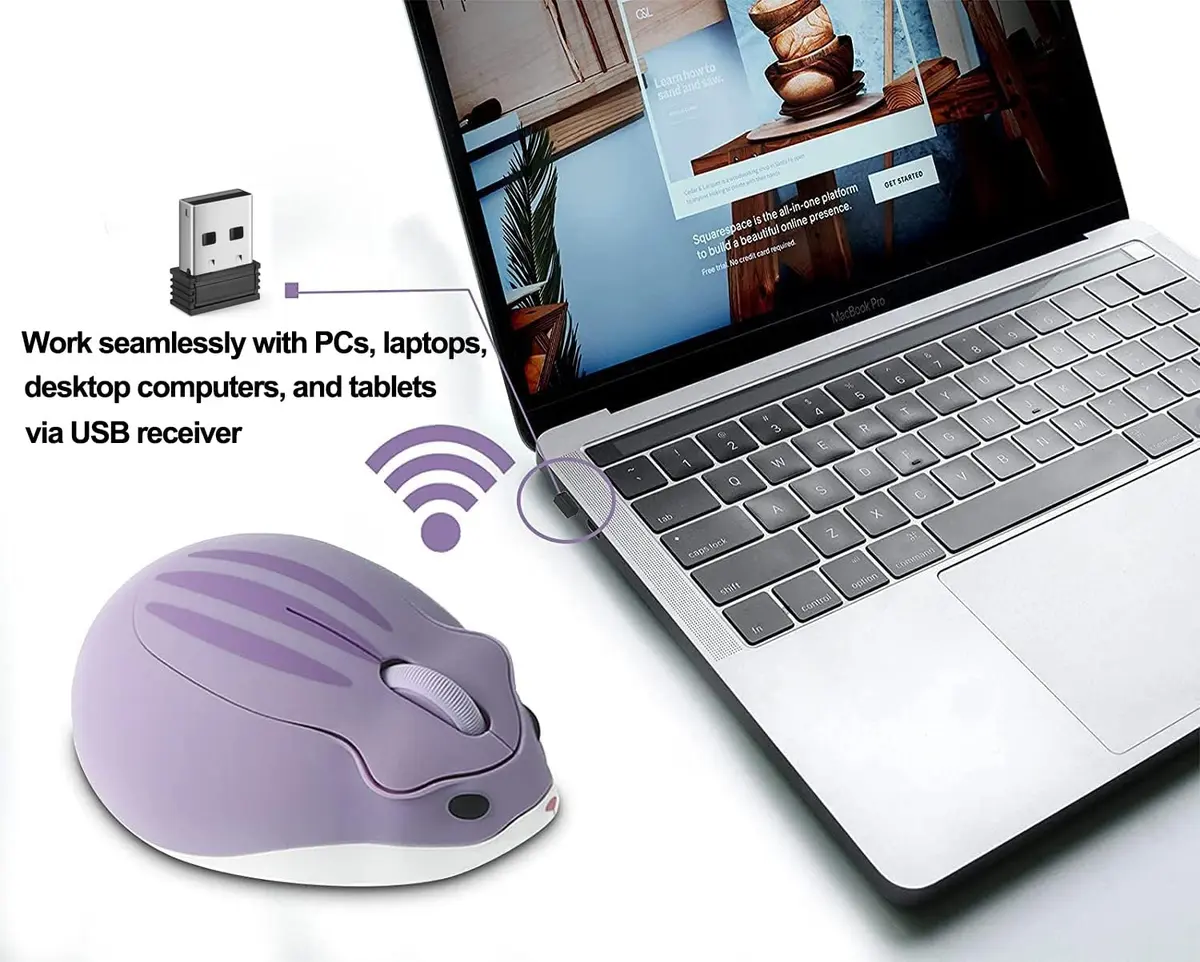 SHARE SUNSHINE Cute Hamster Wireless Mouse | 1200 DPI Optical, Silent Click, Portable USB Receiver - view 4