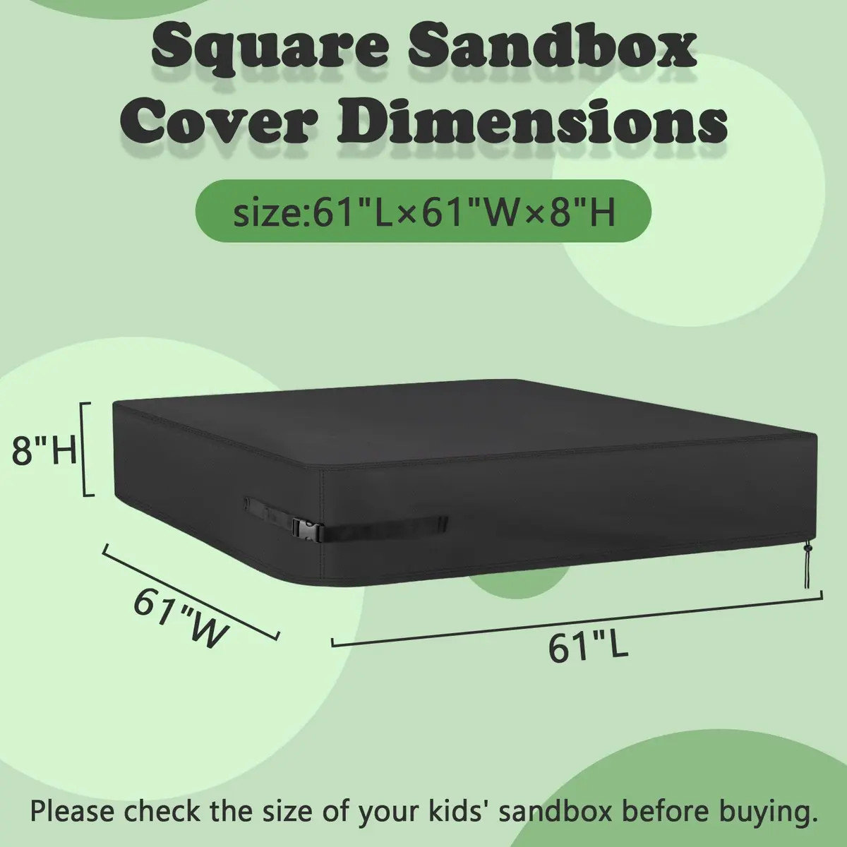 Kasla Waterproof Sandbox Cover 155cm x 155cm x 20cm (61"x61"x8") | Heavy Duty Outdoor Sand Pit Protection - view 2