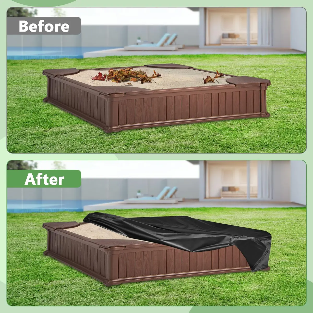 Kasla Waterproof Sandbox Cover 50"×40"×8" | Heavy Duty Outdoor Sand Pit Protection - view 5