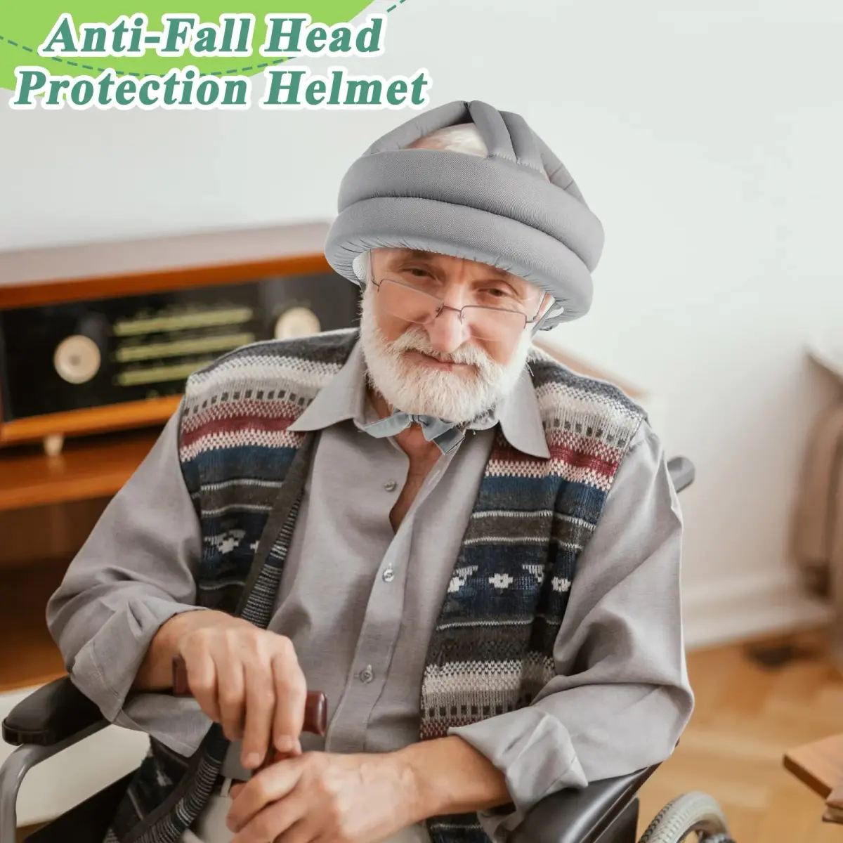 Woanger Grey Anti-Fall Elder Head Safety Helmet | Adjustable Seniors Fall Prevention Cap 50-75 cm (19.7-29.5 inches) - view 5