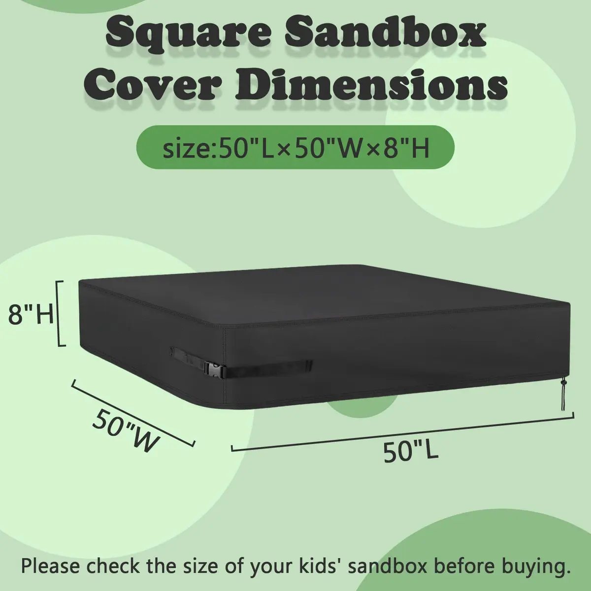 Kasla Waterproof Sandbox Cover 50"x50"x8" | Heavy Duty Outdoor Sand Pit Protection - view 2