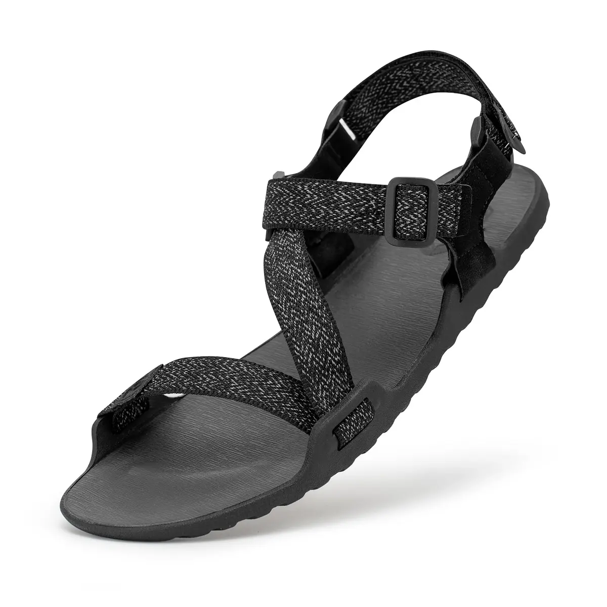 FEFELUIS Men's Wide Barefoot Sandals - Minimalist | Zero Drop | Ultralight Trail Running Hiking Sandals Adjustable Black Size 12 - main product image