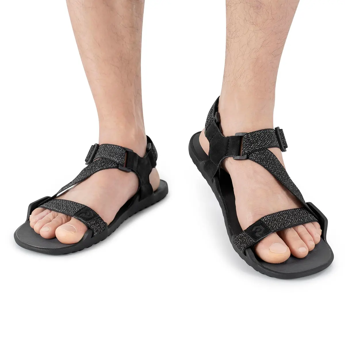 FEFELUIS Men's Wide Barefoot Sandals - Minimalist | Zero Drop | Ultralight Trail Running Hiking Sandals Adjustable Black Size 12 - view 2