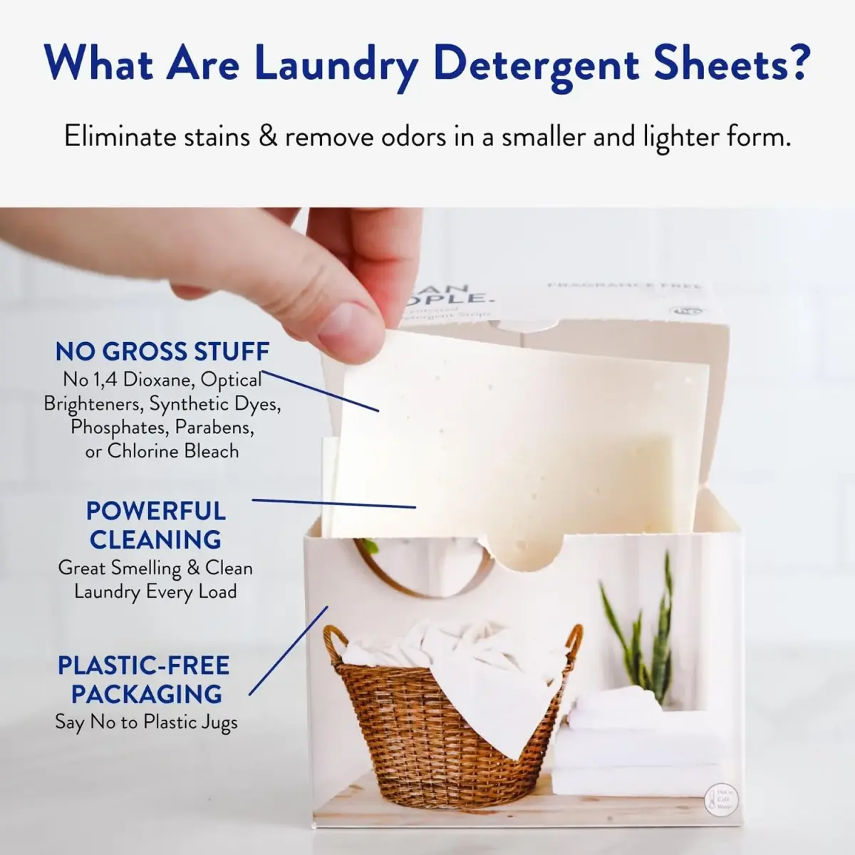 THE CLEAN PEOPLE Laundry Detergent Sheets Peppermint Scent 96 Count | Concentrated Formula, Recyclable Packaging - view 5