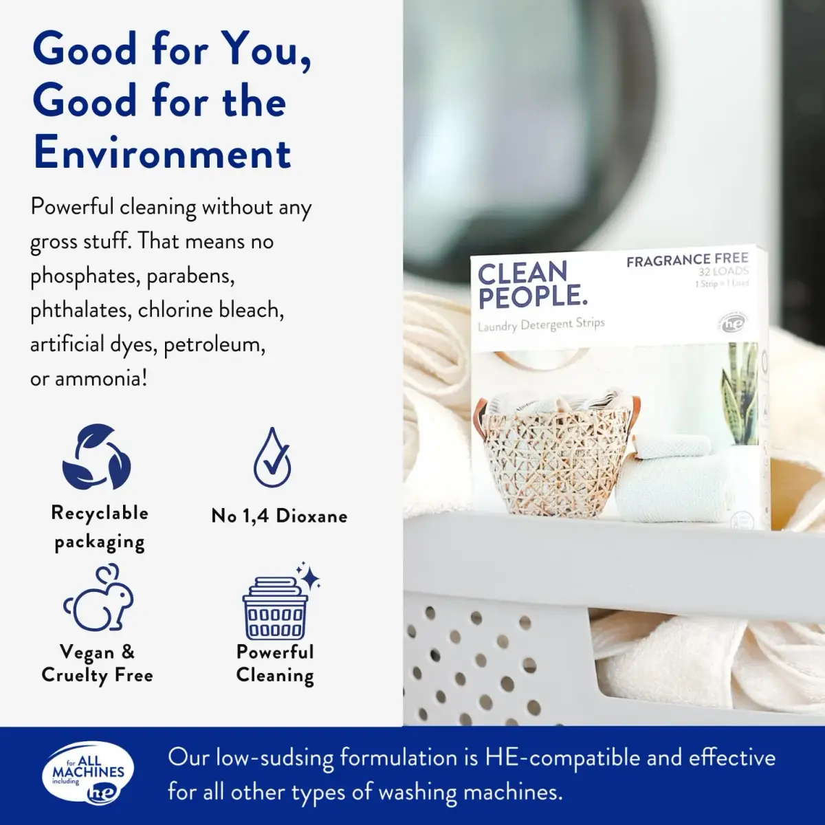 THE CLEAN PEOPLE Laundry Detergent Sheets Peppermint Scent 96 Count | Concentrated Formula, Recyclable Packaging - view 4