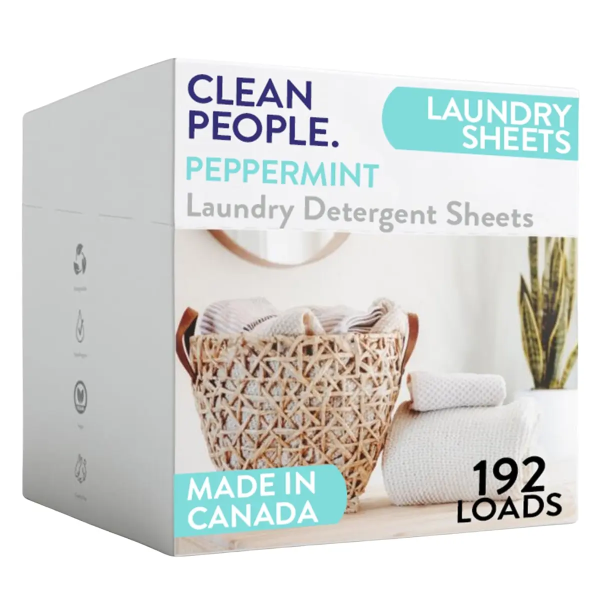 THE CLEAN PEOPLE Laundry Detergent Sheets Peppermint 192 Count | Concentrated Stain Fighting Formula - main product image
